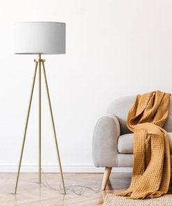 Lámpara de pie de trípode para sala, blanca