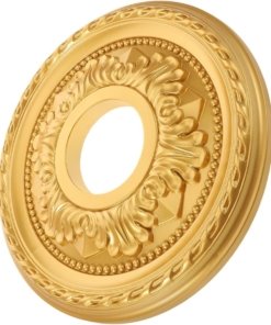Medallón de techo de PVC dorado para lámpara, 30 cm