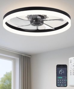 Ventilador de techo de 51 cm con luz, negro
