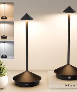 Paquete de 2 lámparas de mesa inalámbricas, negras aluminio