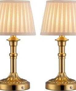 Juego de 2 lámparas de mesa portátiles inalámbricas, beige