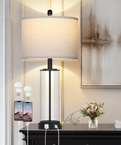 Lámpara de mesa de vidrio negro de 66 cm para sala