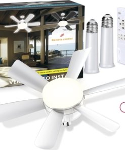 Ventilador de techo con luz y control remoto, blanco