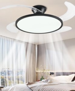 Ventilador de techo con aspas retráctiles, luz y control