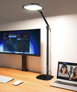 Lámpara de escritorio LED para home office con base, negra