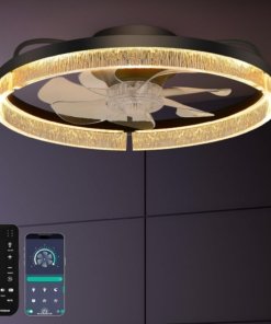Ventilador de techo de 51 cm con luz y control remoto, negro