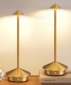 Juego de 2 lámparas de mesa modernas inalámbricas, doradas