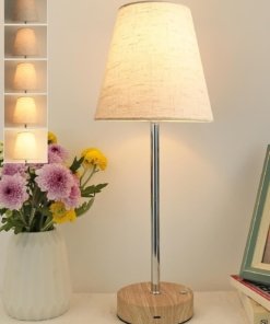 Lámpara de mesa inalámbrica recargable con pantalla de lino