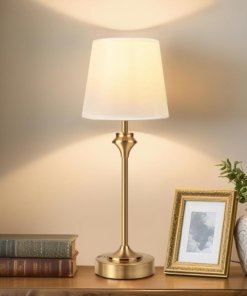 Lámpara de mesa inalámbrica portátil a pilas, blanca