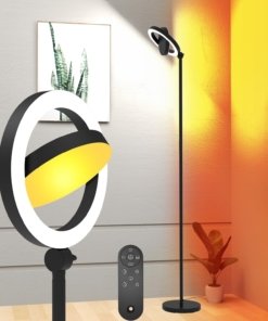 Lámpara de pie LED brillante de 36 W para sala, negra