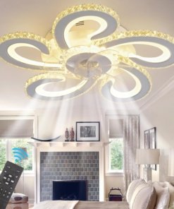 Ventilador de techo con luz estilo art déco, blanco