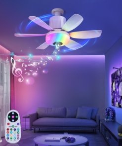 Ventilador con luz para socket y control remoto, blanco