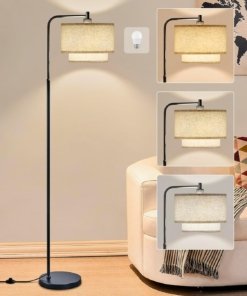 Lámpara de pie moderna de 163 cm para sala, color avena