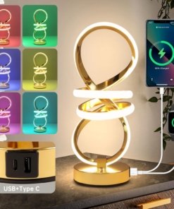 Lámpara de mesa en espiral RGB moderna, blanca, modelo B