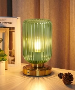 Lámpara de mesa inalámbrica para recámara, verde
