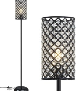 Lámpara de pie de cristal moderna, negra