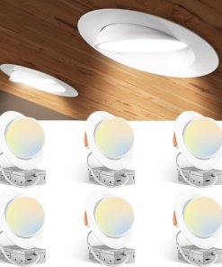 Paquete de 6 luces LED empotrables dirigibles de 15 cm, 5 tonos