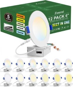 Paquete de 12 luces LED empotrables ultradelgadas de 15 cm
