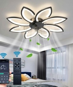 Ventilador de techo sin aspas de 89 cm con luz, negro