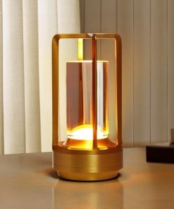 Lámpara de mesa pequeña LED recargable, transparente