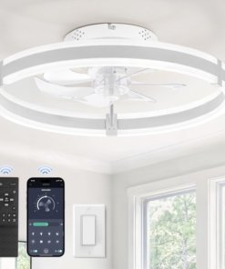 Ventilador de techo con luz y control remoto, blanco, modelo C