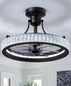 Ventilador de techo negro de 51 cm con lámpara de vidrio