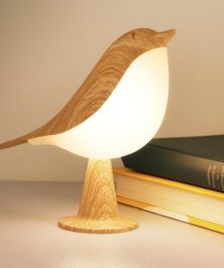 Lámpara de escritorio pequeña en forma de pájaro, blanca