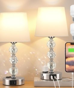 Lámpara de mesa de cristal regulable de 3 intensidades, blanca