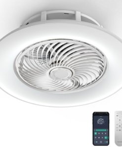 Ventilador de techo sin aspas con luz y control remoto, blanco