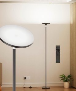 Lámpara de pie regulable con control remoto, dorada