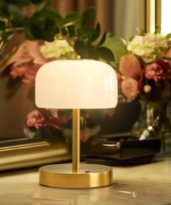 Lámpara de mesa inalámbrica de 23 cm, blanco hueso