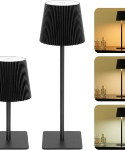 Paquete de 2 lámparas de mesa inalámbricas, negras, modelo B