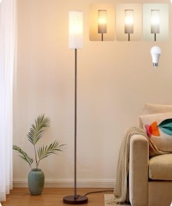 Lámpara de pie LED para sala con control remoto, blanca