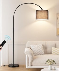 Lámpara de pie de arco regulable con control remoto, negra