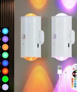 Aplique de pared LED inalámbrico con control remoto, 16 colores