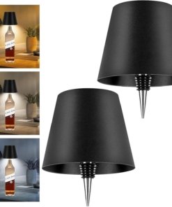 Paquete de 2 lámparas para botella de vino, negras