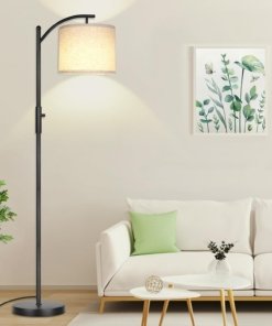 Lámpara de pie de arco regulable, beige