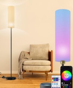 Lámpara de pie inteligente compatible con Alexa, lino