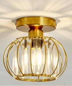 Mini candil semiempotrado de cristal dorado, E26