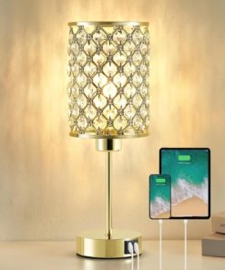 Lámpara de mesa de cristal táctil, dorada