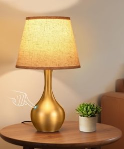 Lámpara de mesa táctil para recámara, beige
