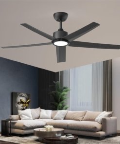Ventilador de techo moderno con luz, negro