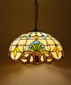 Lámpara colgante Tiffany de vitral estilo victoriano, 5 luces