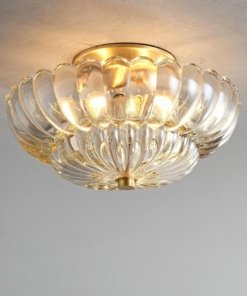 Plafón vintage de vidrio en forma de pétalos, 1 luz