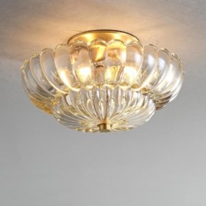 Plafón vintage de vidrio en forma de pétalos, 1 luz