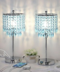 Lámpara de mesa de cristal táctil, verde azulado