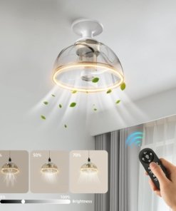Ventilador de techo transparente con luz LED y control remoto