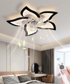 Ventilador de techo de bajo perfil con luz, negro