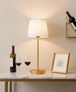 Lámpara de mesa inalámbrica recargable elegante, blanca