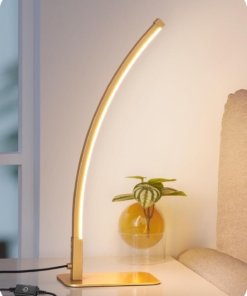 Lámpara de mesa LED curva moderna, dorada
